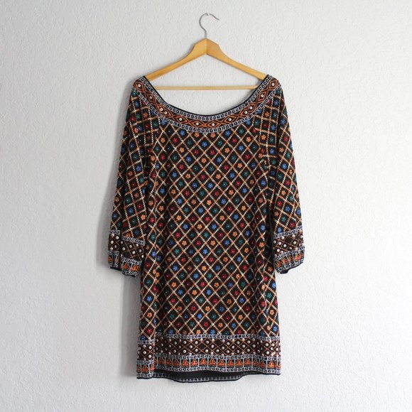 Alice + Olivia Gillian Embroidered beads Embellished women's shift dress sz S - Picture 3 of 8